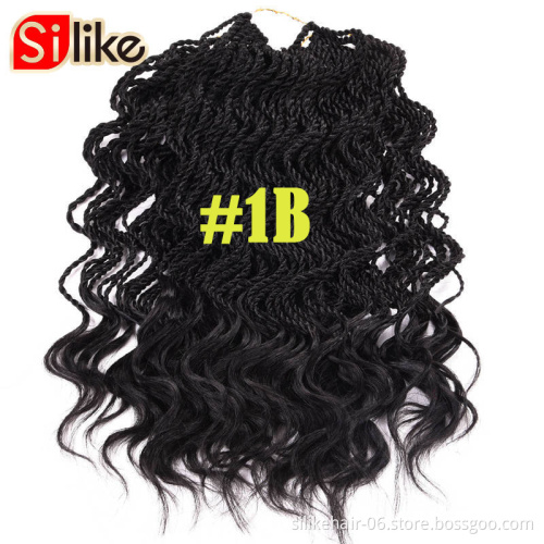 Wholesale Price 14" Curly Senegalese Twist 7 colors Crochet Hair Synthetic  Crochet Braids Pre-Twisted Flashy Curly End